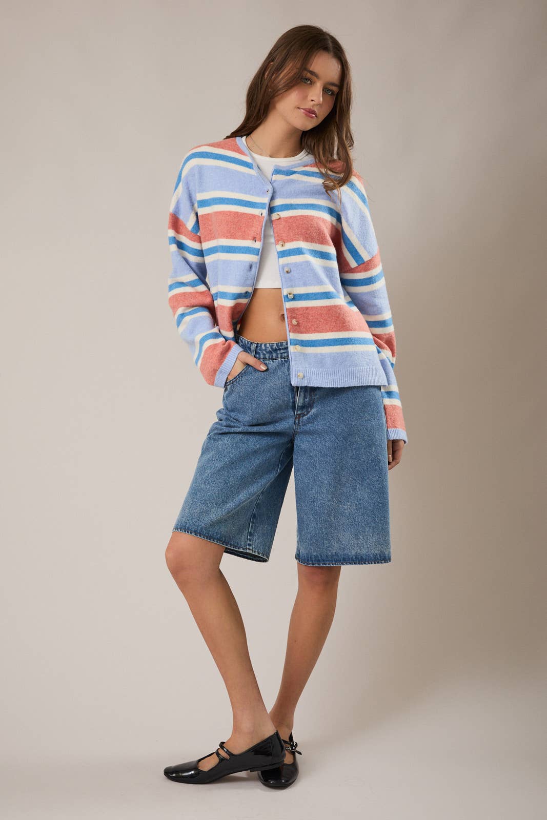 Blue & Orange Striped Cardigan
