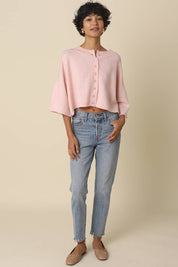 Pink Livia Boxy Cropped Cardigan