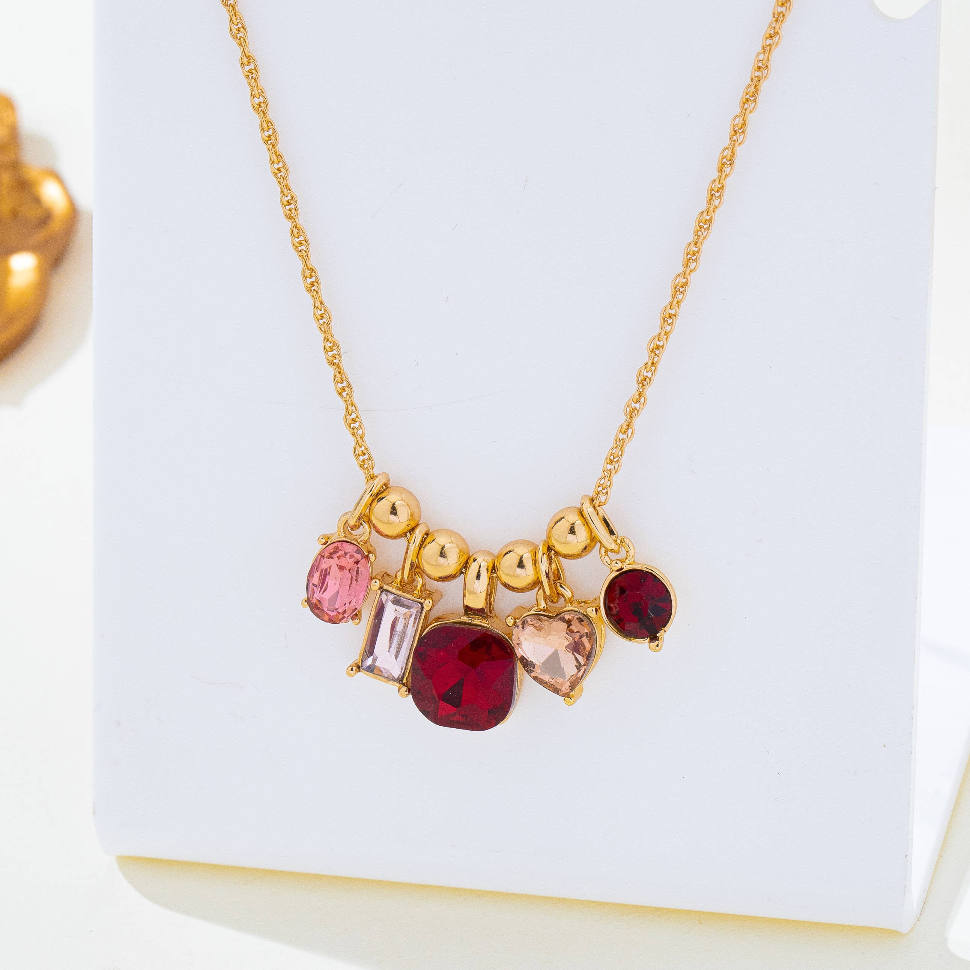 Multicolor Crystal Cluster Charm Necklace