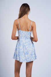 Blue Ribbon Floral Fit & Flare Mini Dress