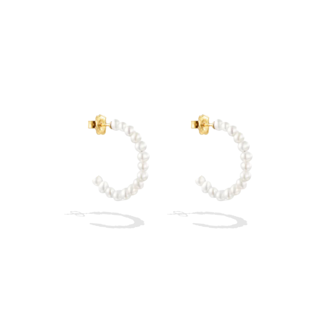 Pearl 18k Gold- Plated Hypoallergenic Small Hoop Earrings