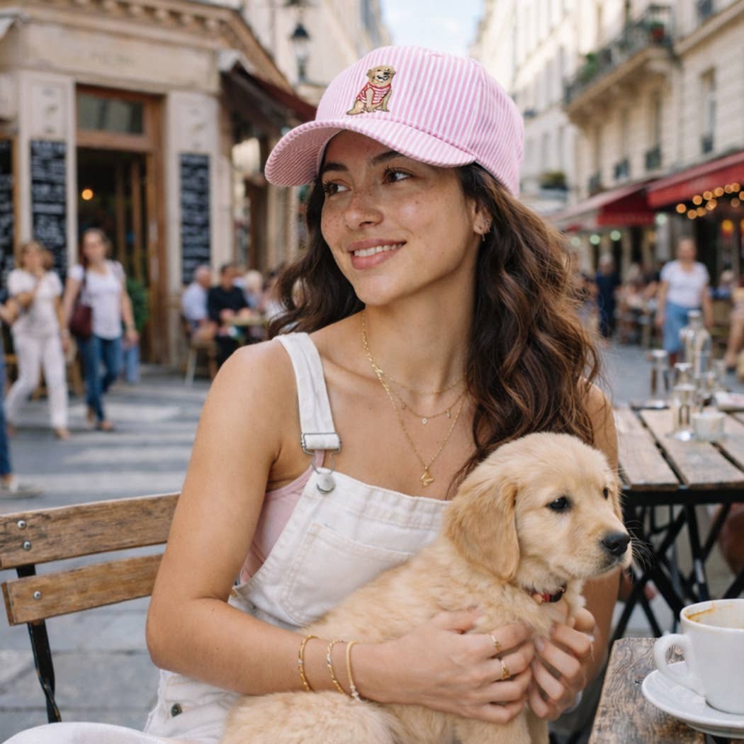 Light Pink Golden Retriever Seersucker Hat