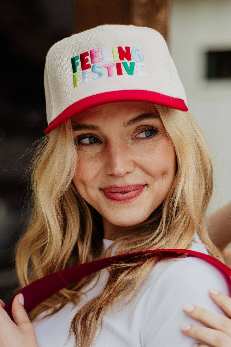 Red Feeling Festive Christmas Trucker Hat — view 3