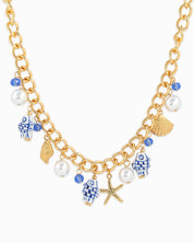 Sea Life Marine Blue Fish Ceramic Charm Necklace