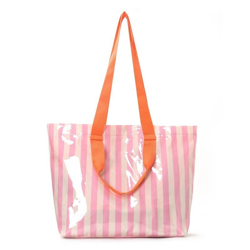 Large Striped Tote Bag w/ Shoulder Strap