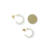 Pearl 18k Gold- Plated Hypoallergenic Small Hoop Earrings