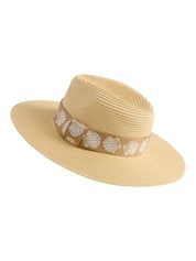 Tan Shell Beach Bag & Hat Set