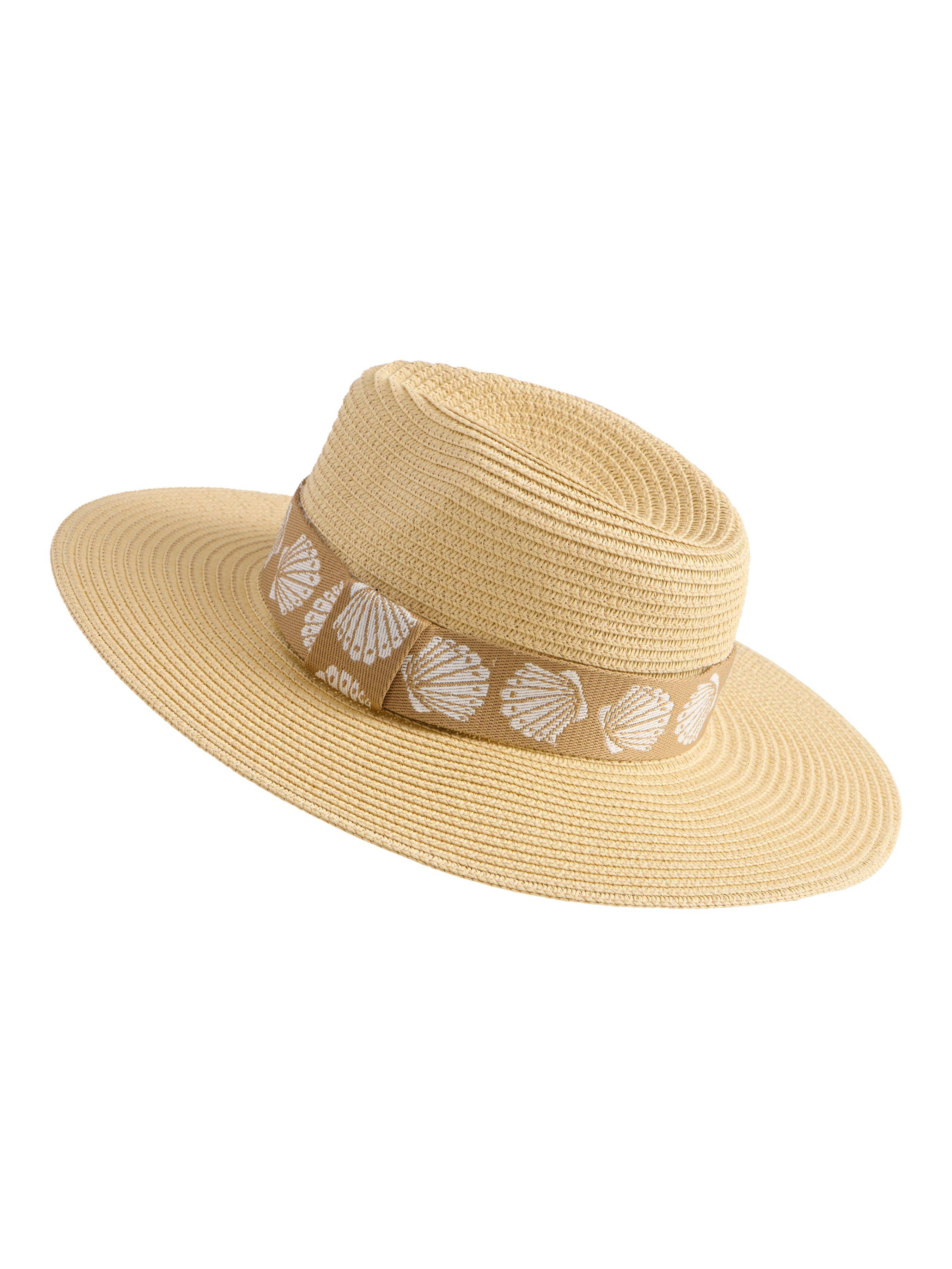 Tan Shell Beach Bag & Hat Set