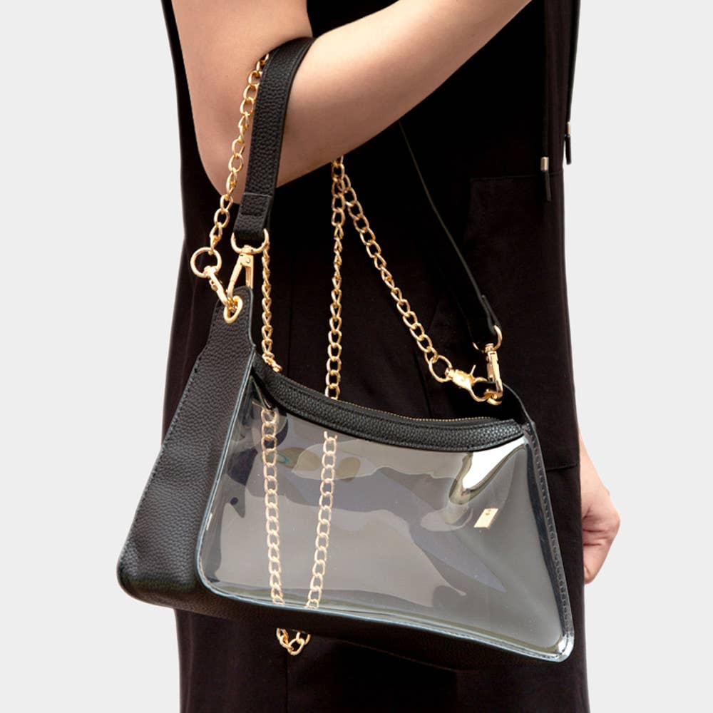 Transparent Hand Bag / Baguette Bag / Crossbody Bag
: Silver