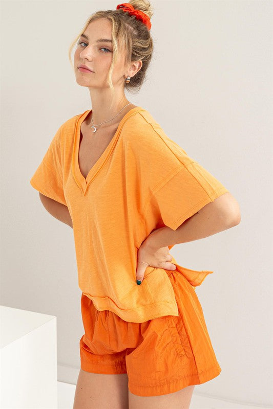 Zoe Orange Oversized Tee- RTS