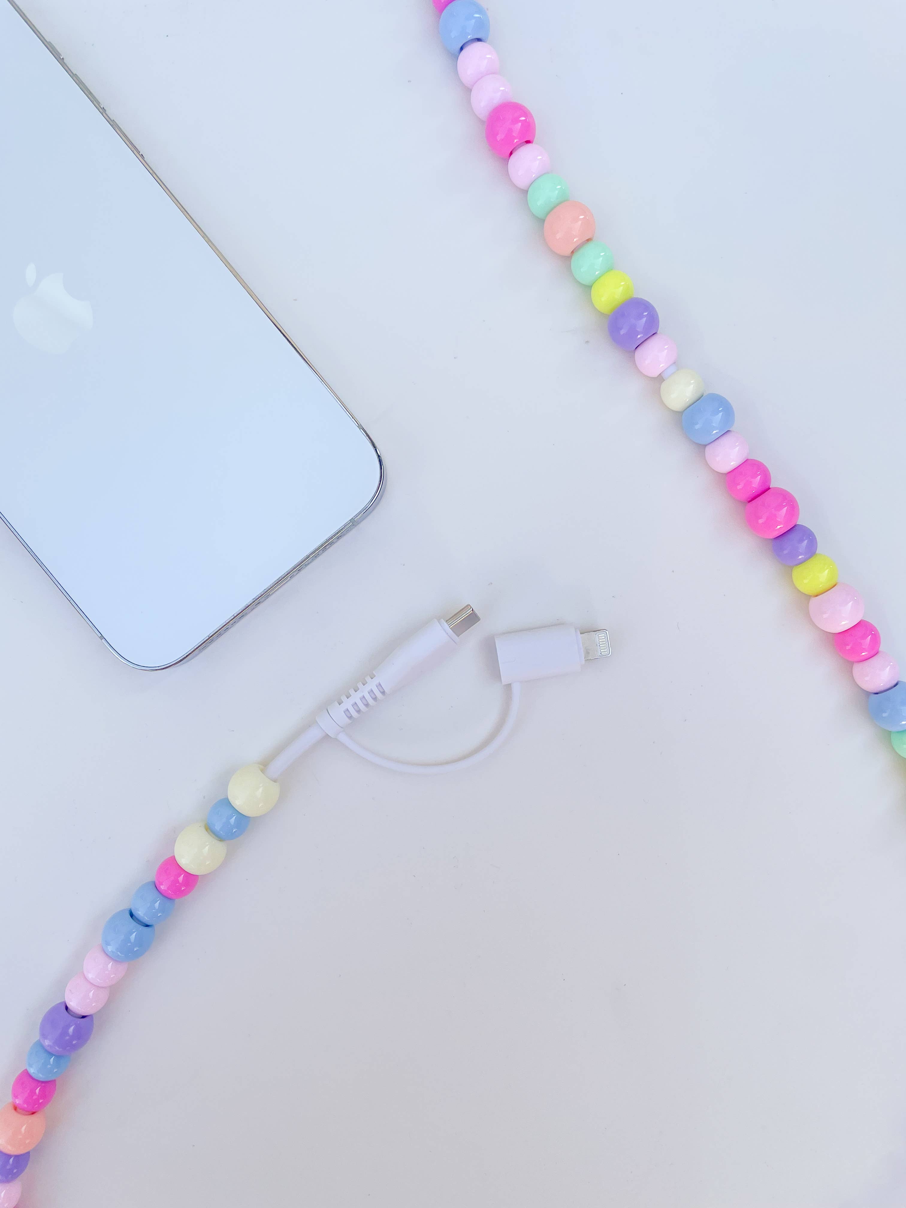 Pearly White Beaded Phone Charger