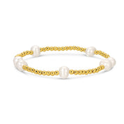 3mm Stretch Bead Bracelets with Large Pearl Accents
