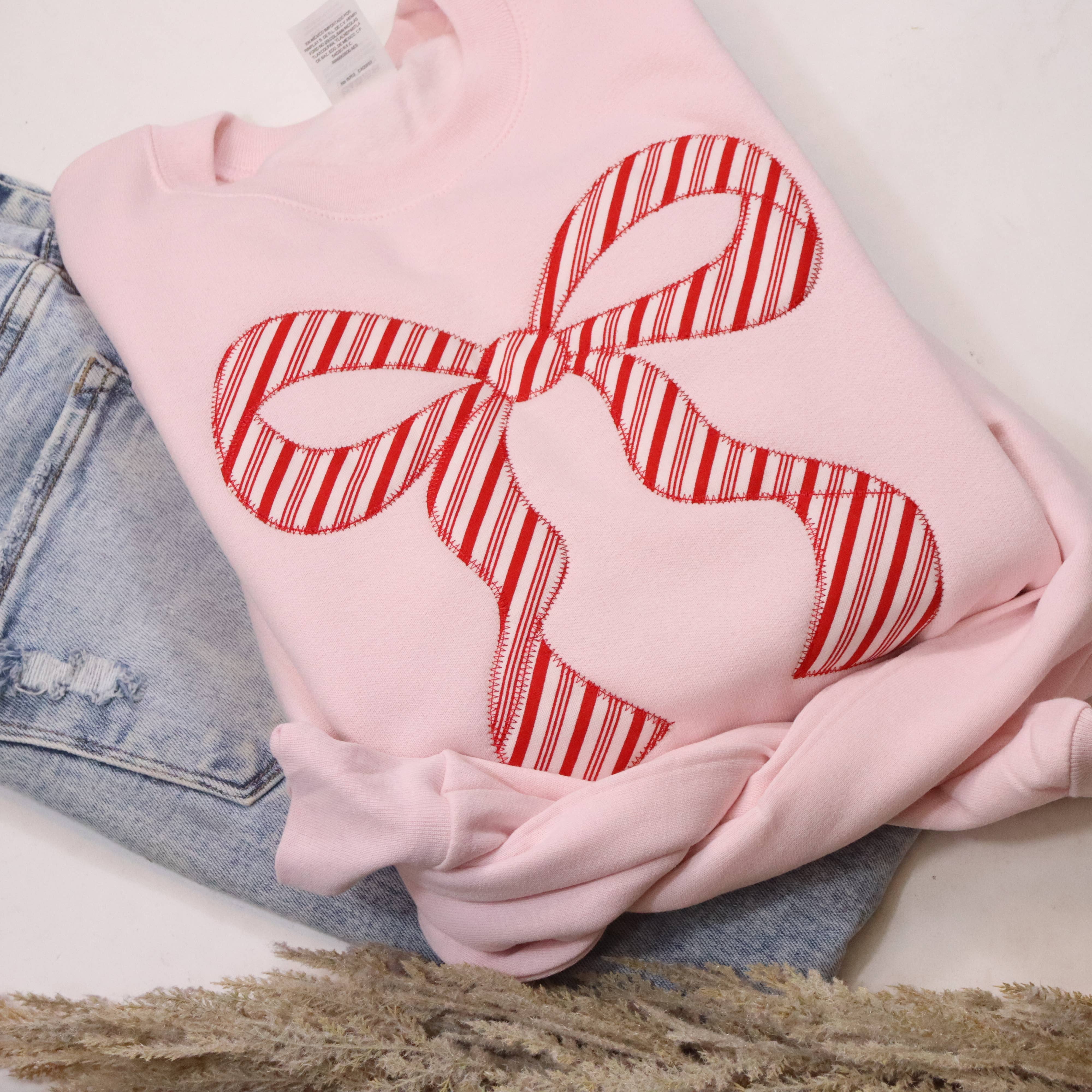 Peppermint Bow Christmas Sweatshirt