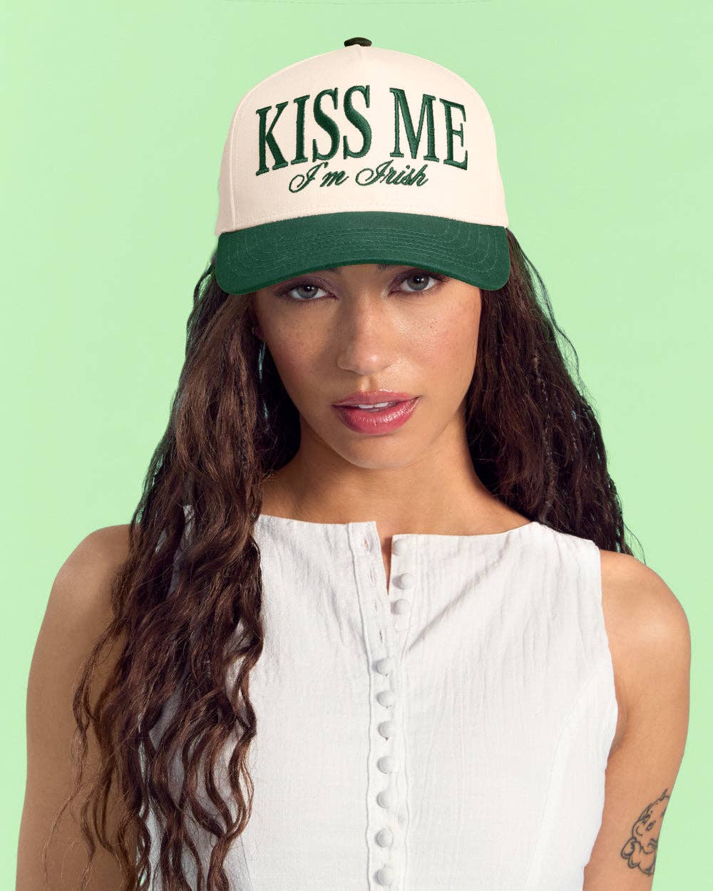 Green Kiss Me Irish Trucker Hat