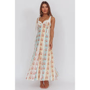 Blue & Yellow Floral Striped Maxi