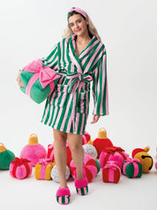 Pink Striped Slippers