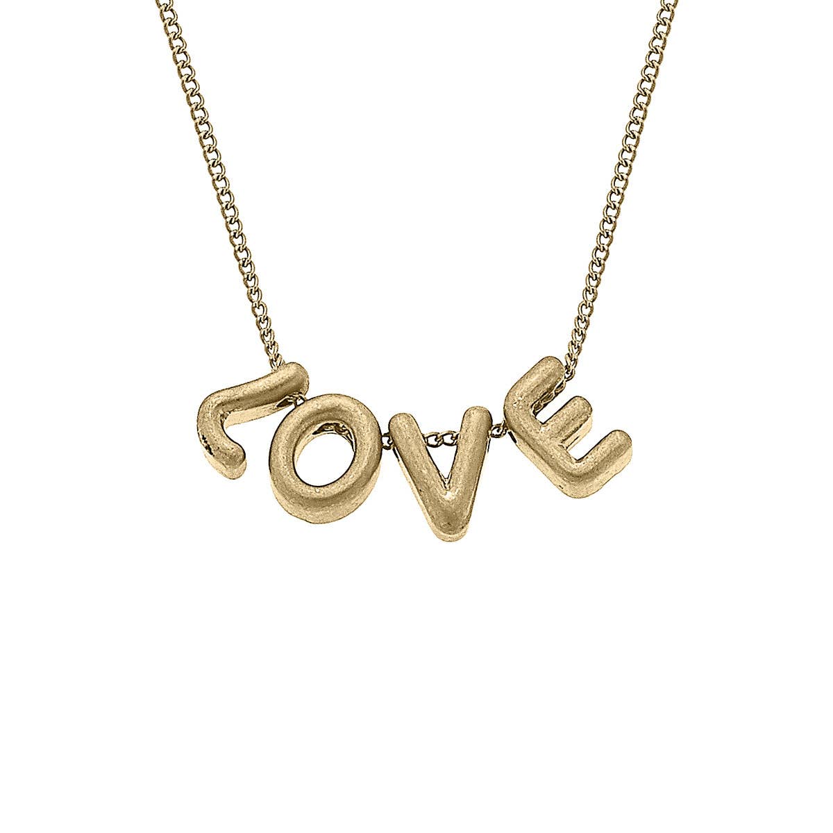 Bubble Letter Necklace in Worn Gold