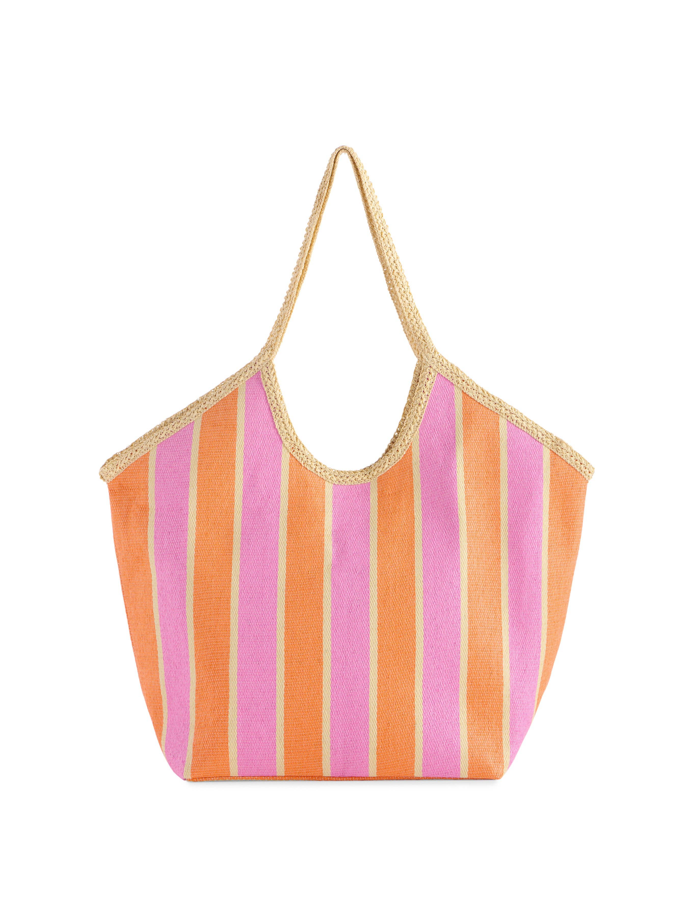 Pink & Orange Striped Tote