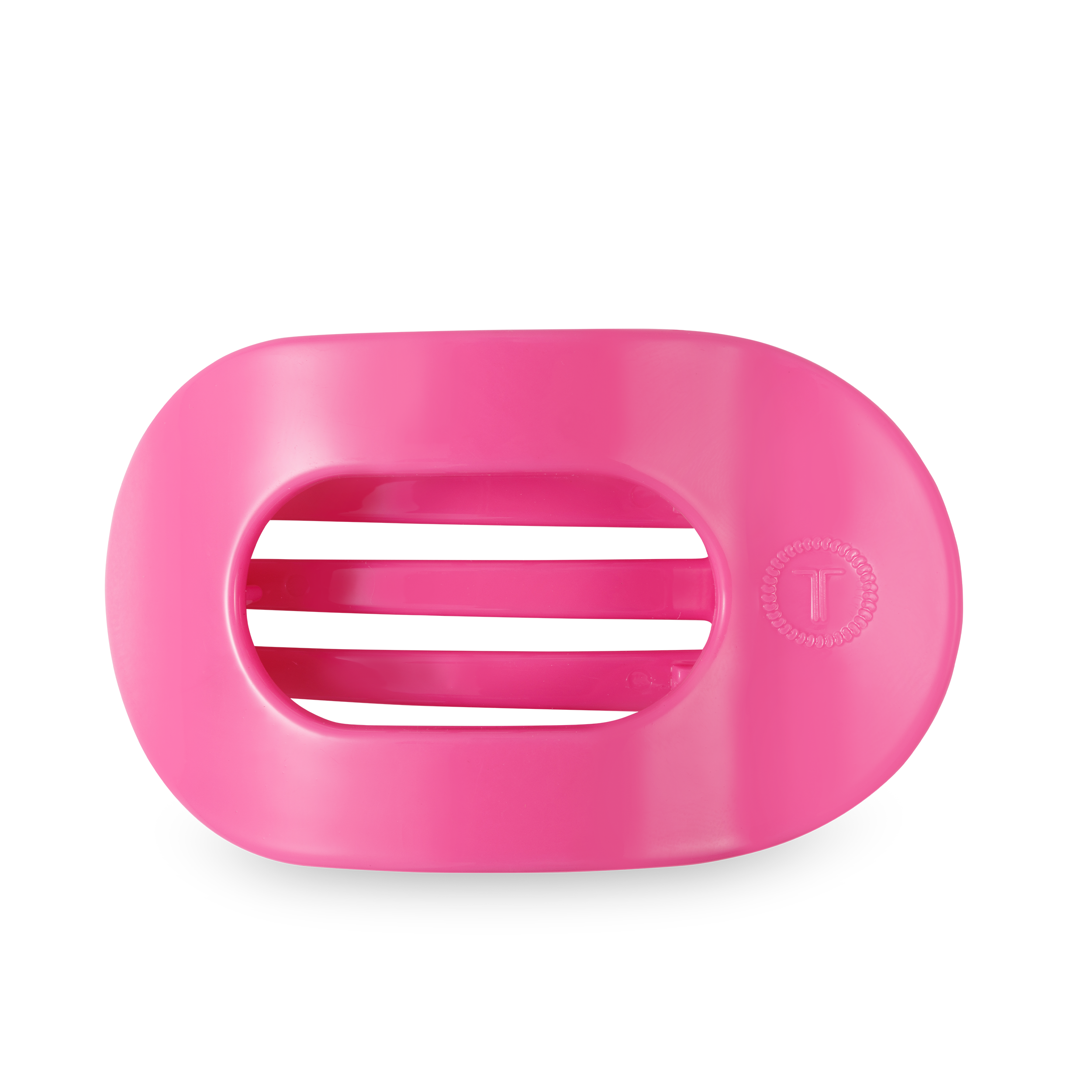 Flat Round Hair Clip | Large | Paradise Pink — rounded oval shape and bendable teeth for a secure yet gentle hold