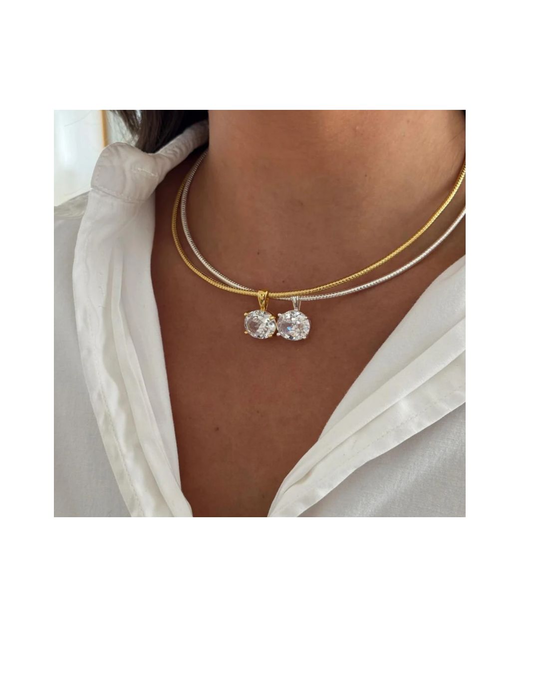 Gold Solitaire Pendant Choker