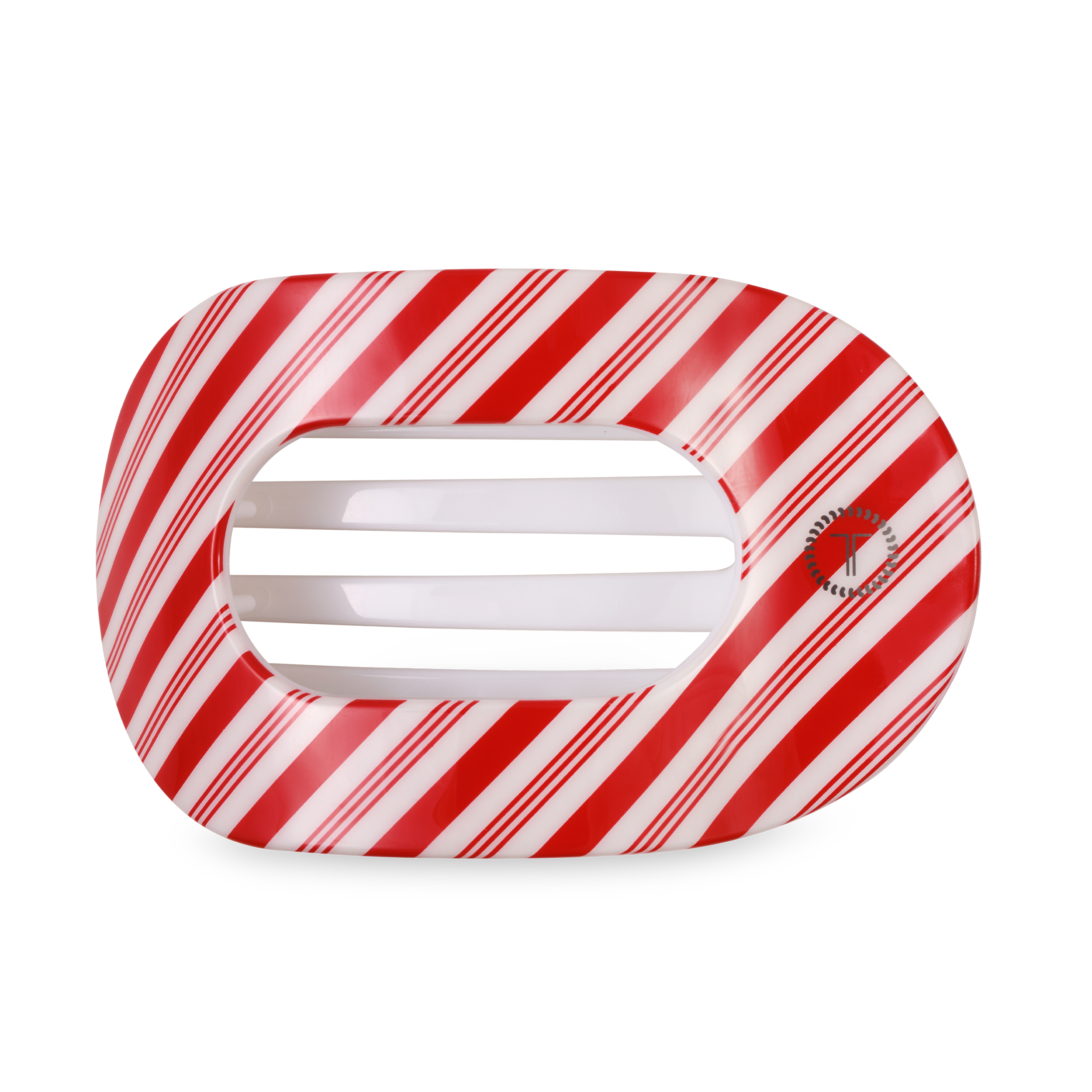 Candy Cane Large Round Flat Clip