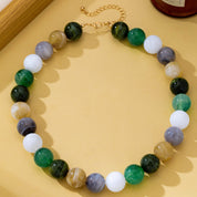 Green Marbled Chunky Bead Necklace