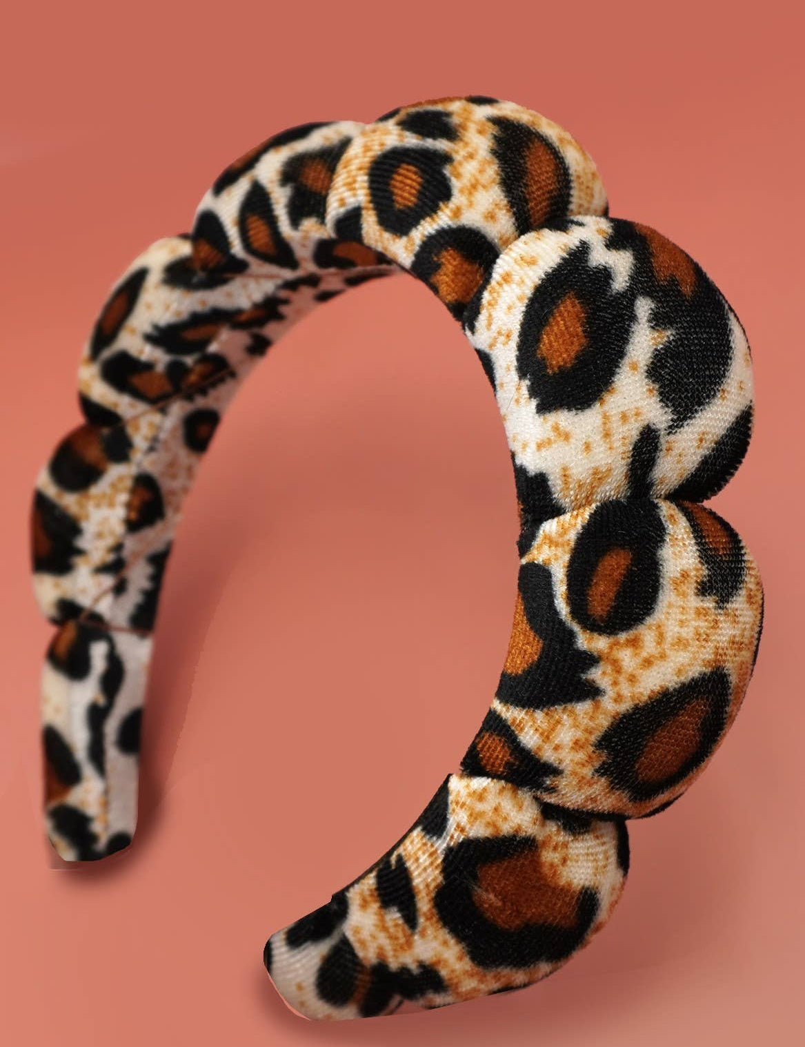 Beige Leopard Scalloped Spa Headband