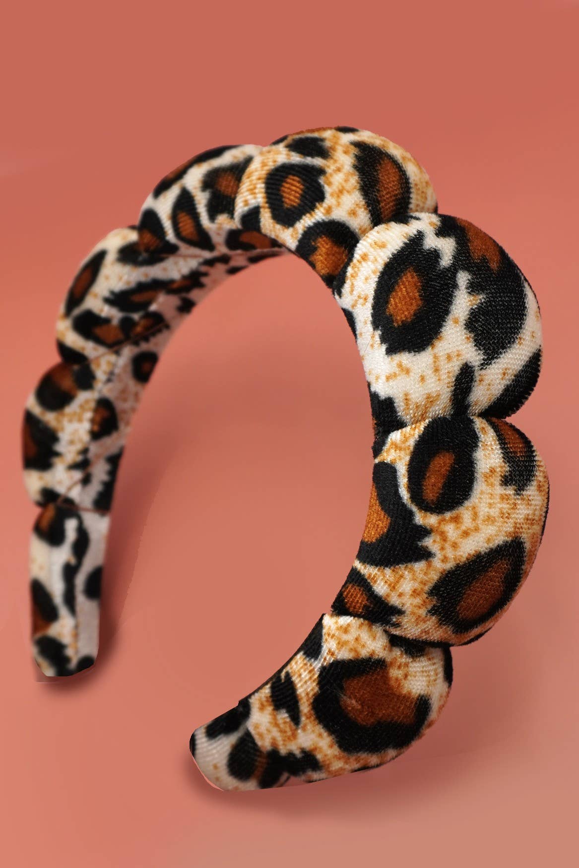 Beige Leopard Scalloped Spa Headband