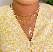 Cabled Cross Pendant Necklace