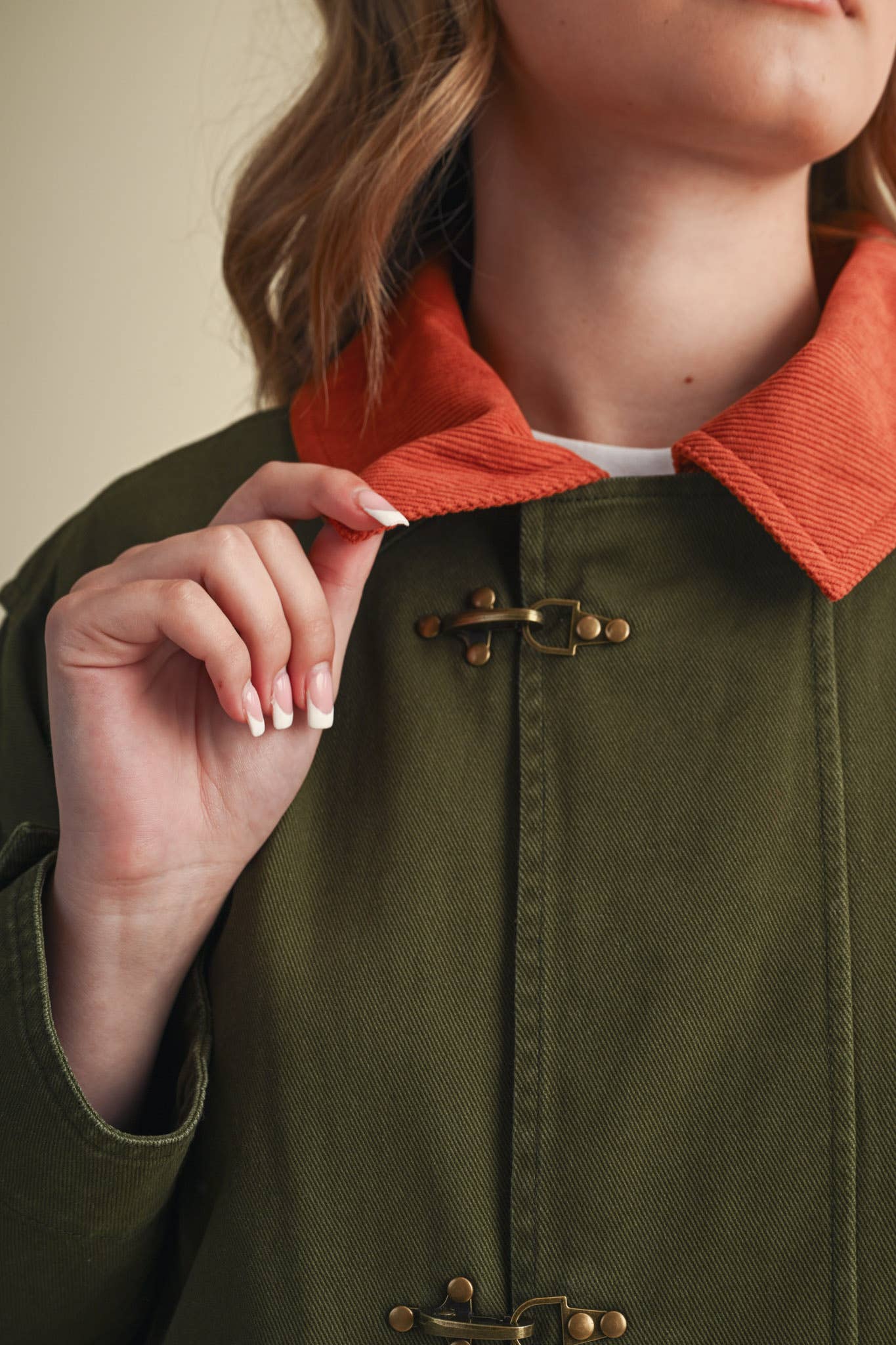 Olive Corduroy Collar Utility Jacket