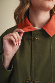 Olive Corduroy Collar Utility Jacket