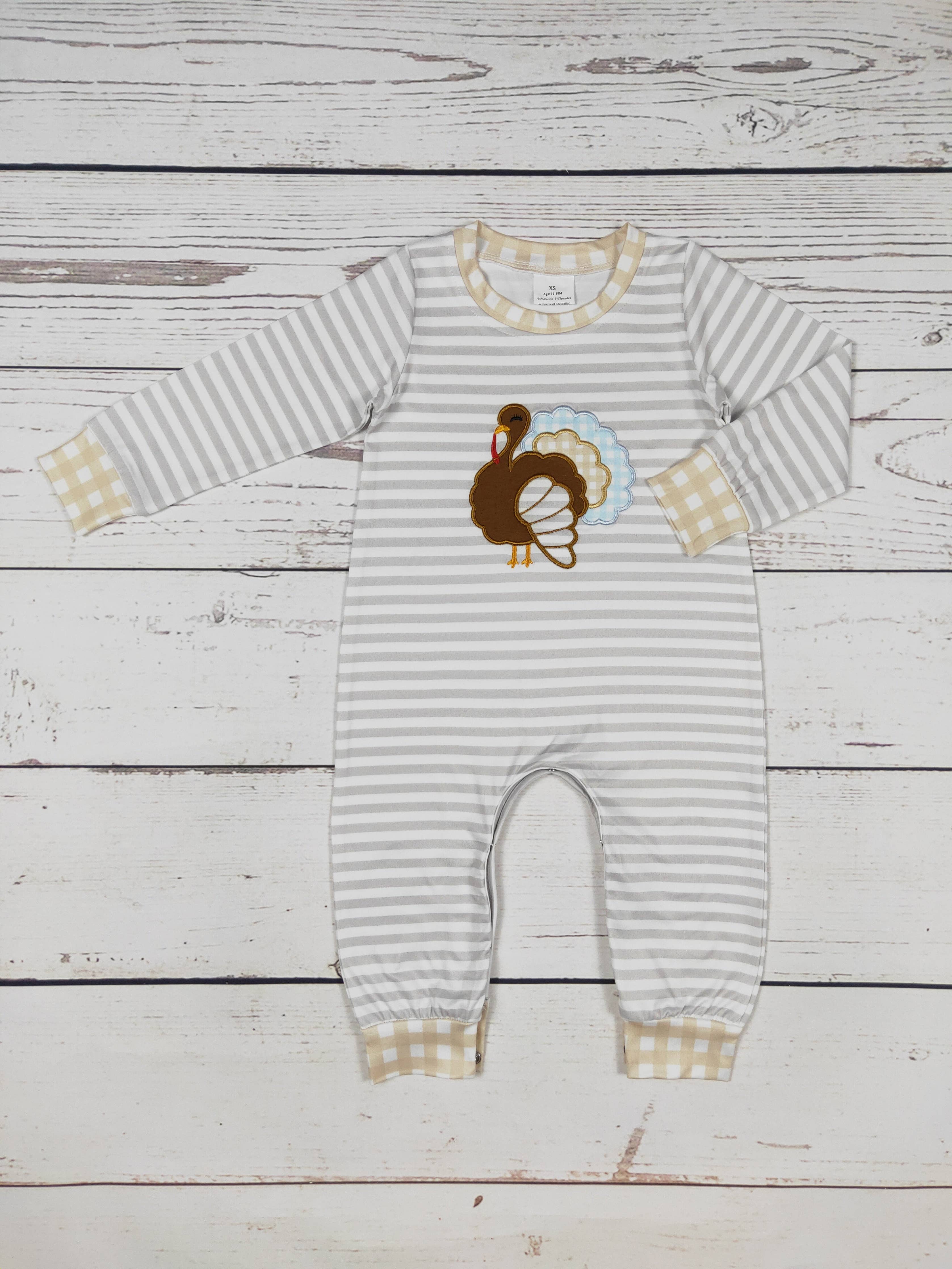 Stripe Thanksgiving Boy Romper