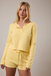 Yellow Waffle Knit & Micro Short Set