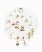 Ceramic Bead and Bow Earrings Set of 10