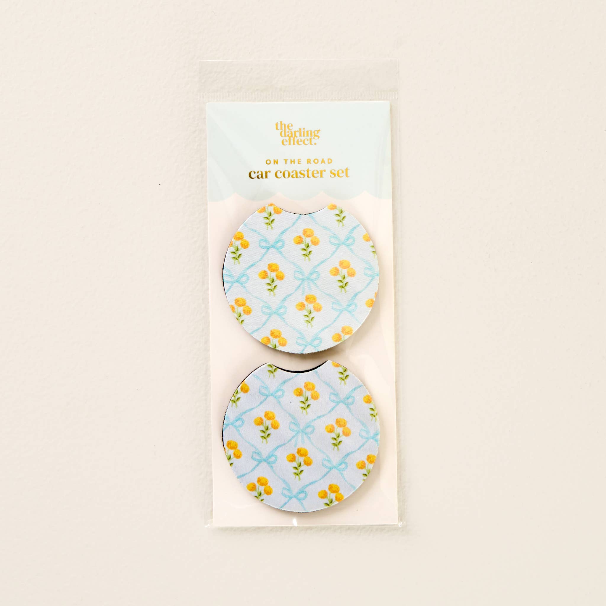 Blue & Yellow Floral Car Coasters