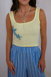 Yellow Starfish Beaded Tank
