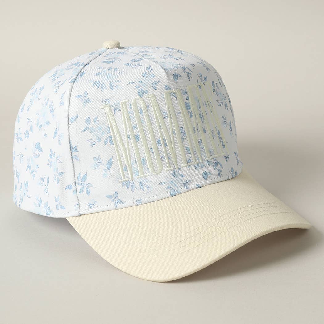 Blue Floral MOMMIN' Embroidered Trucker Hat
