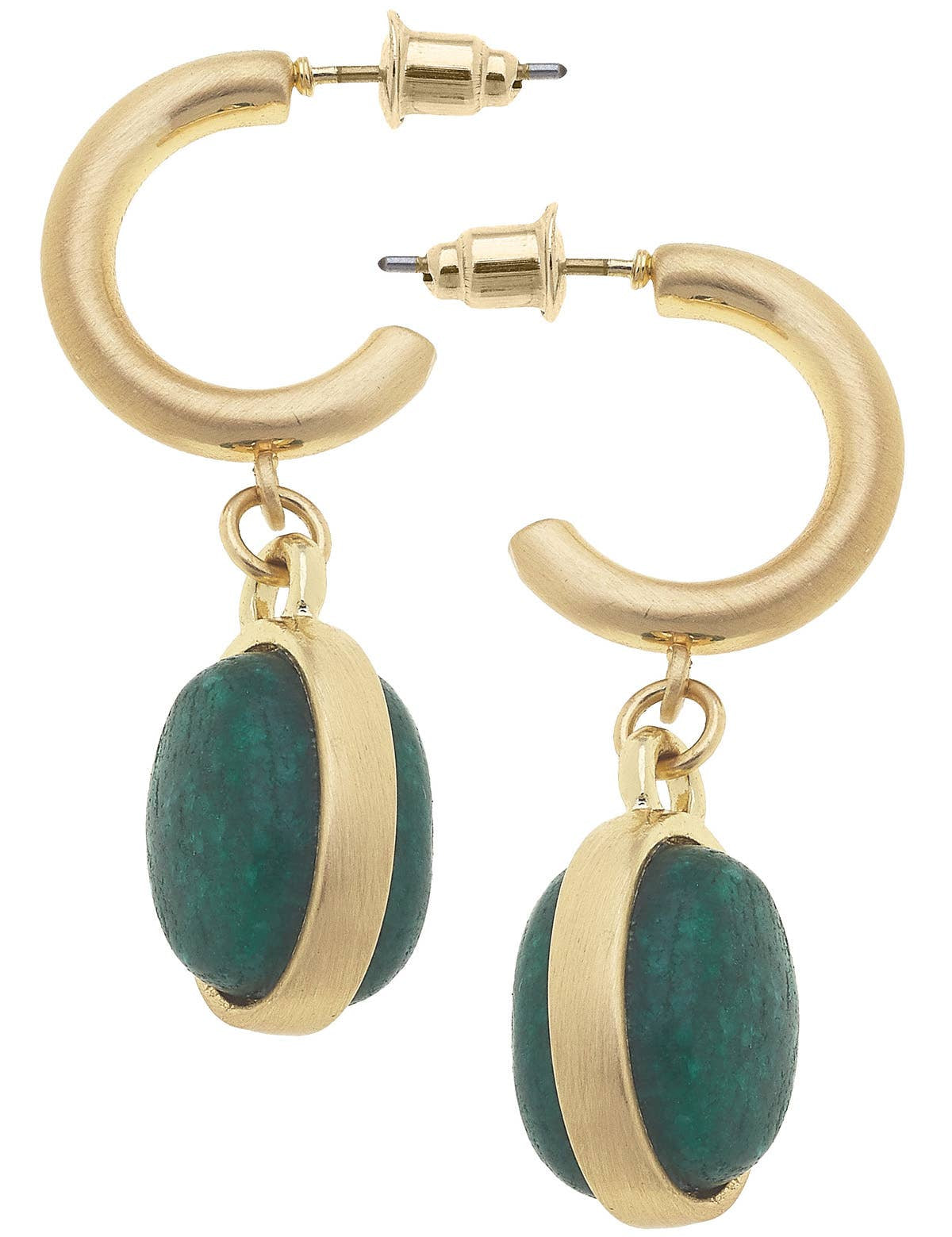 Caroline Gemstone Drop Hoop Earrings