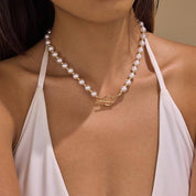 Gold Pearl Toggle Necklace