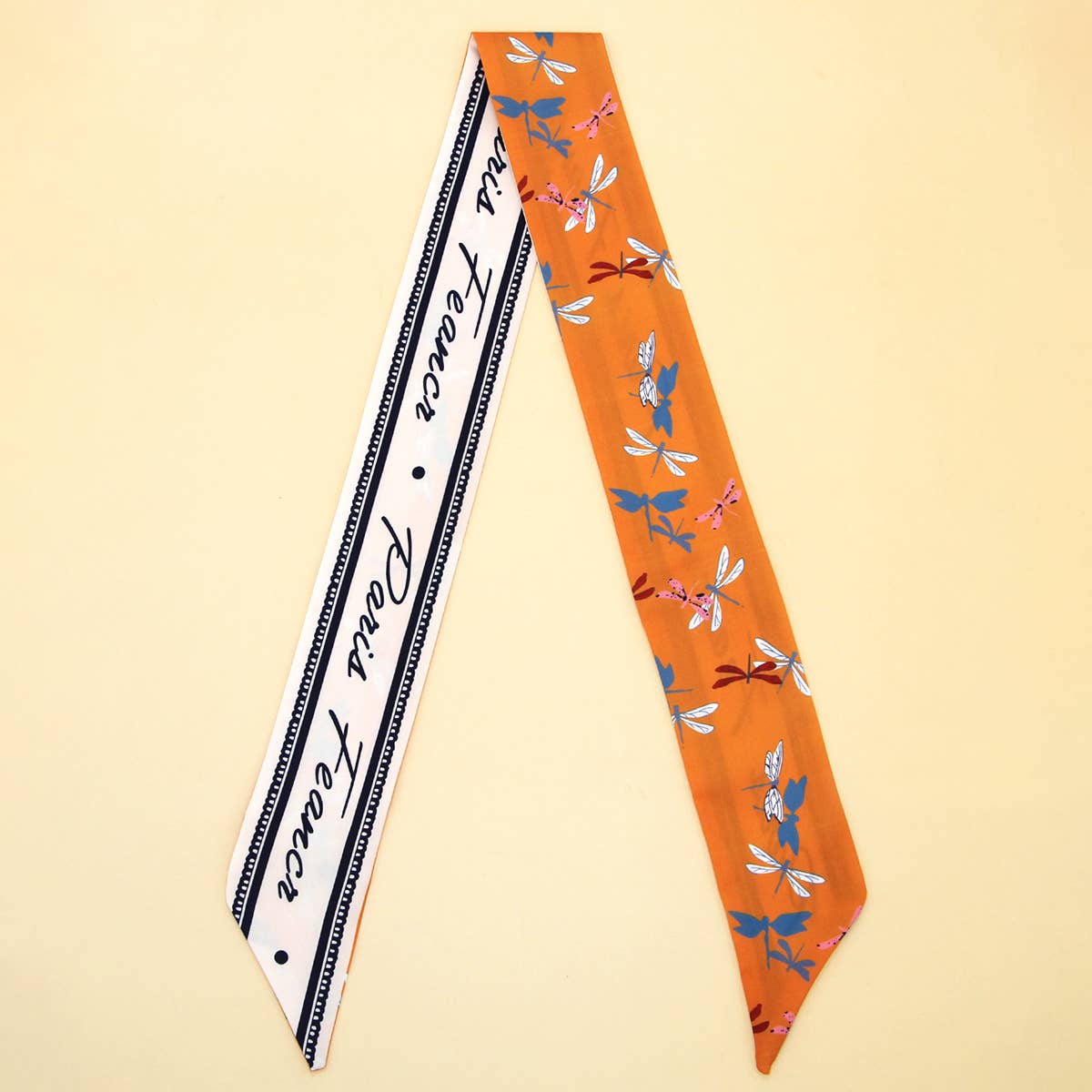 Orange Letter Scarf Hair Tie Ribbon in 100% Polyester