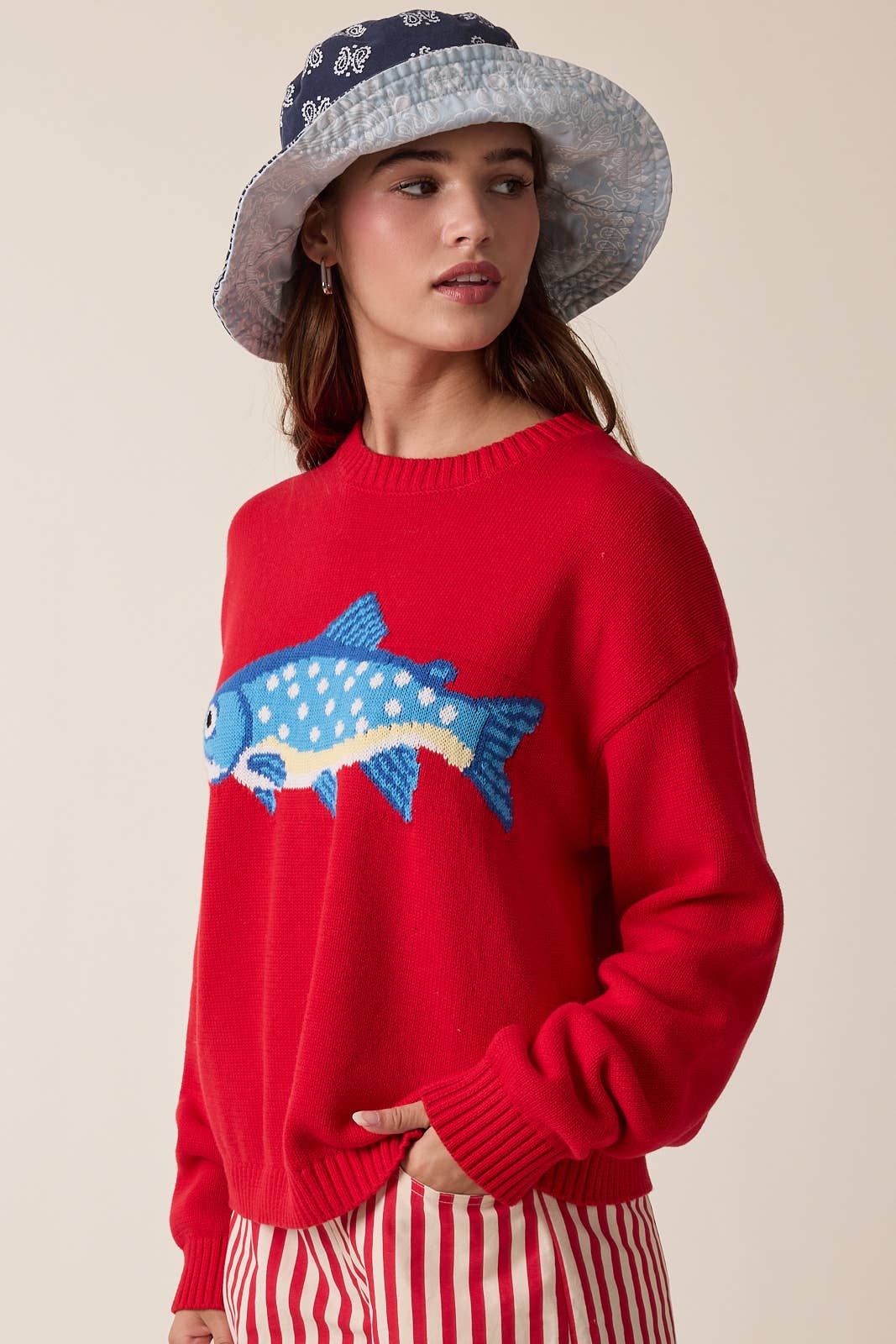Red Fish Sweater