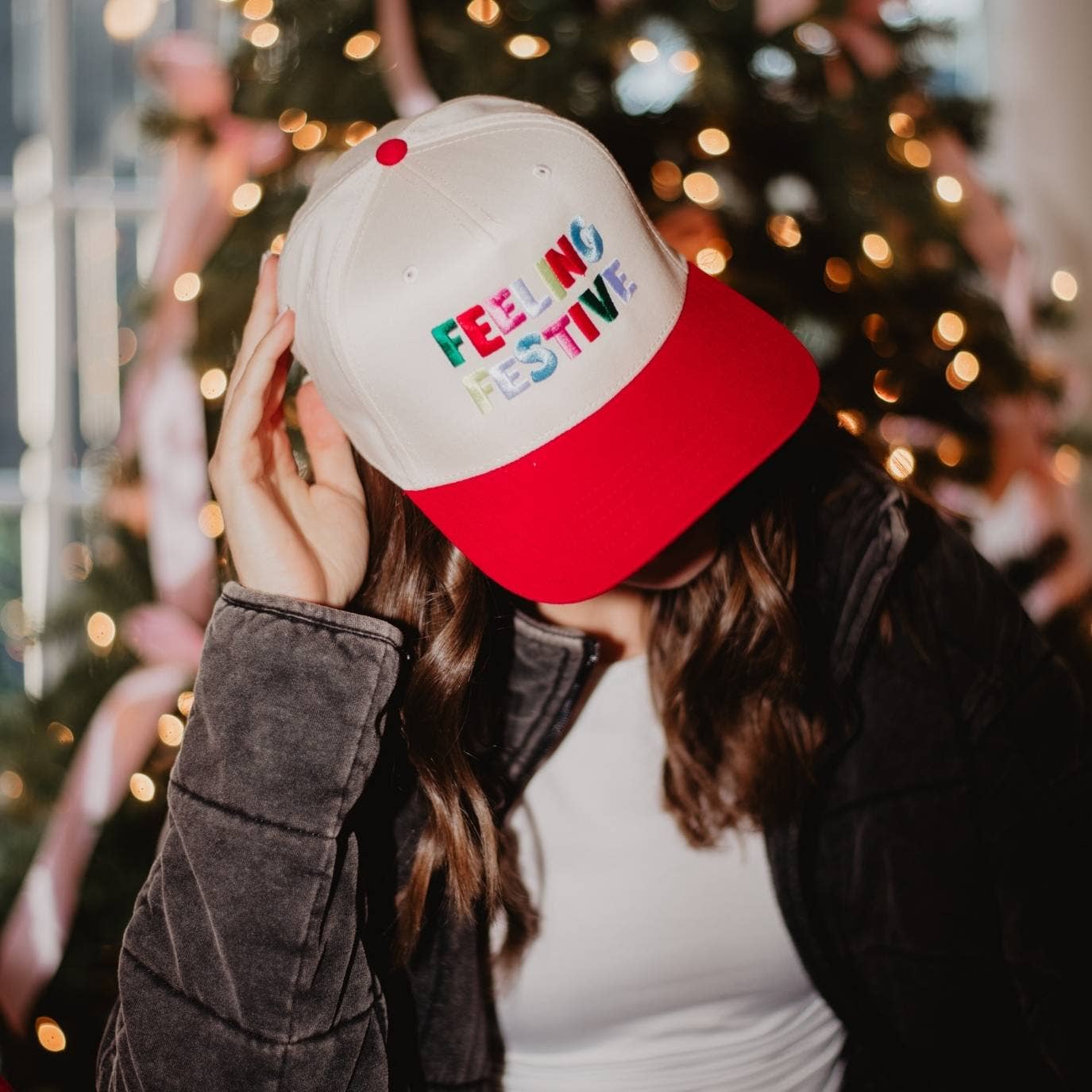 Red Feeling Festive Christmas Trucker Hat from Ninety Nine Boutique