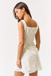 White Floral Embroidered Mini Dress