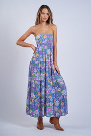 Blooming Floral Open Back Maxi Dress