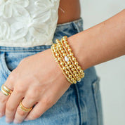 3mm Stretch Bead Bracelets with Textured Larger Bead Accents