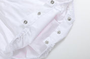 White and Pink Bows Smocked Ruffle Romper