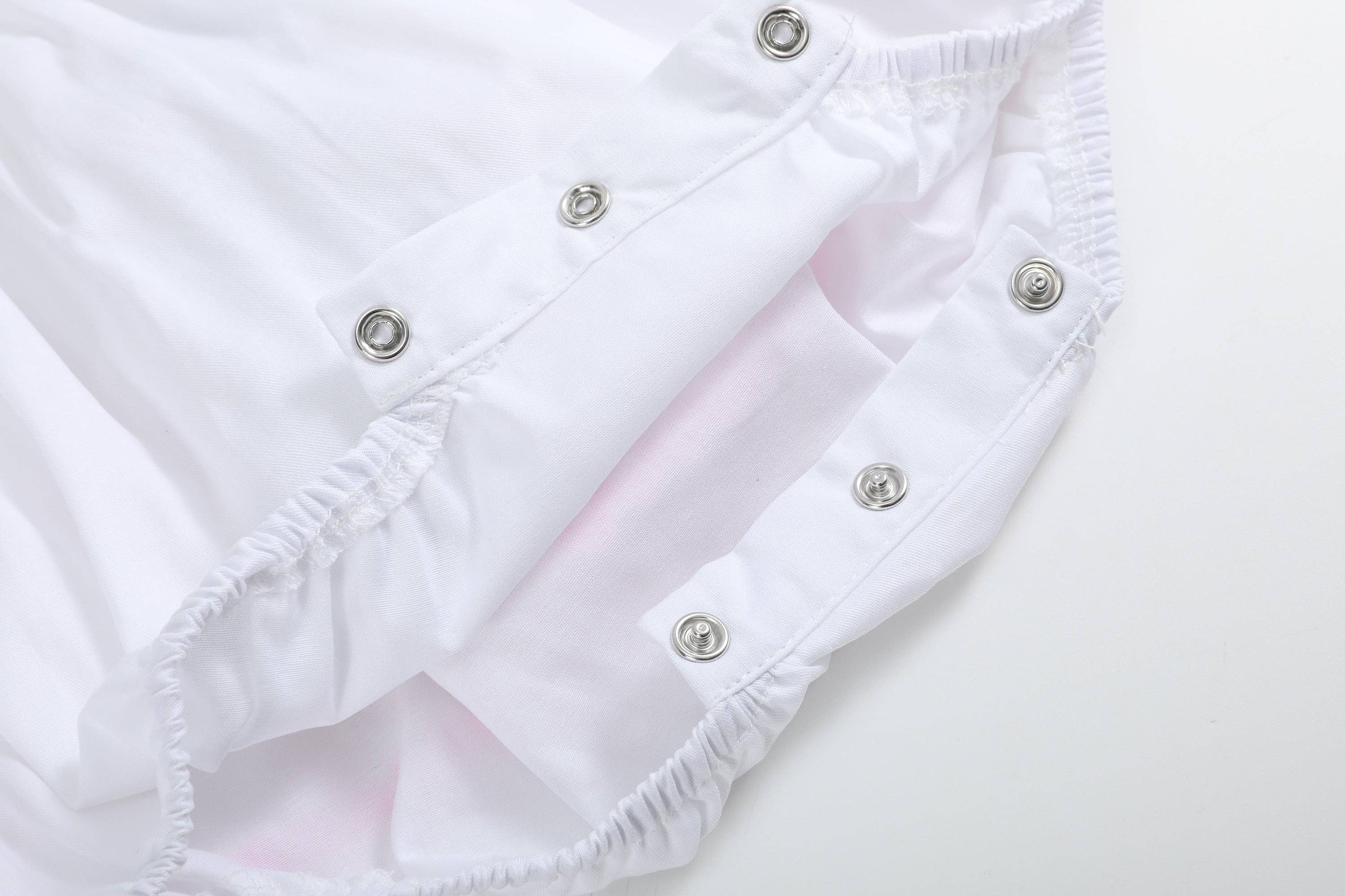 White and Pink Bows Smocked Ruffle Romper