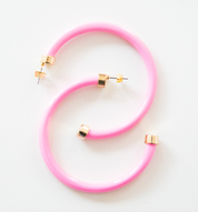 Bubble Gum Pink Large Hoop Earrings