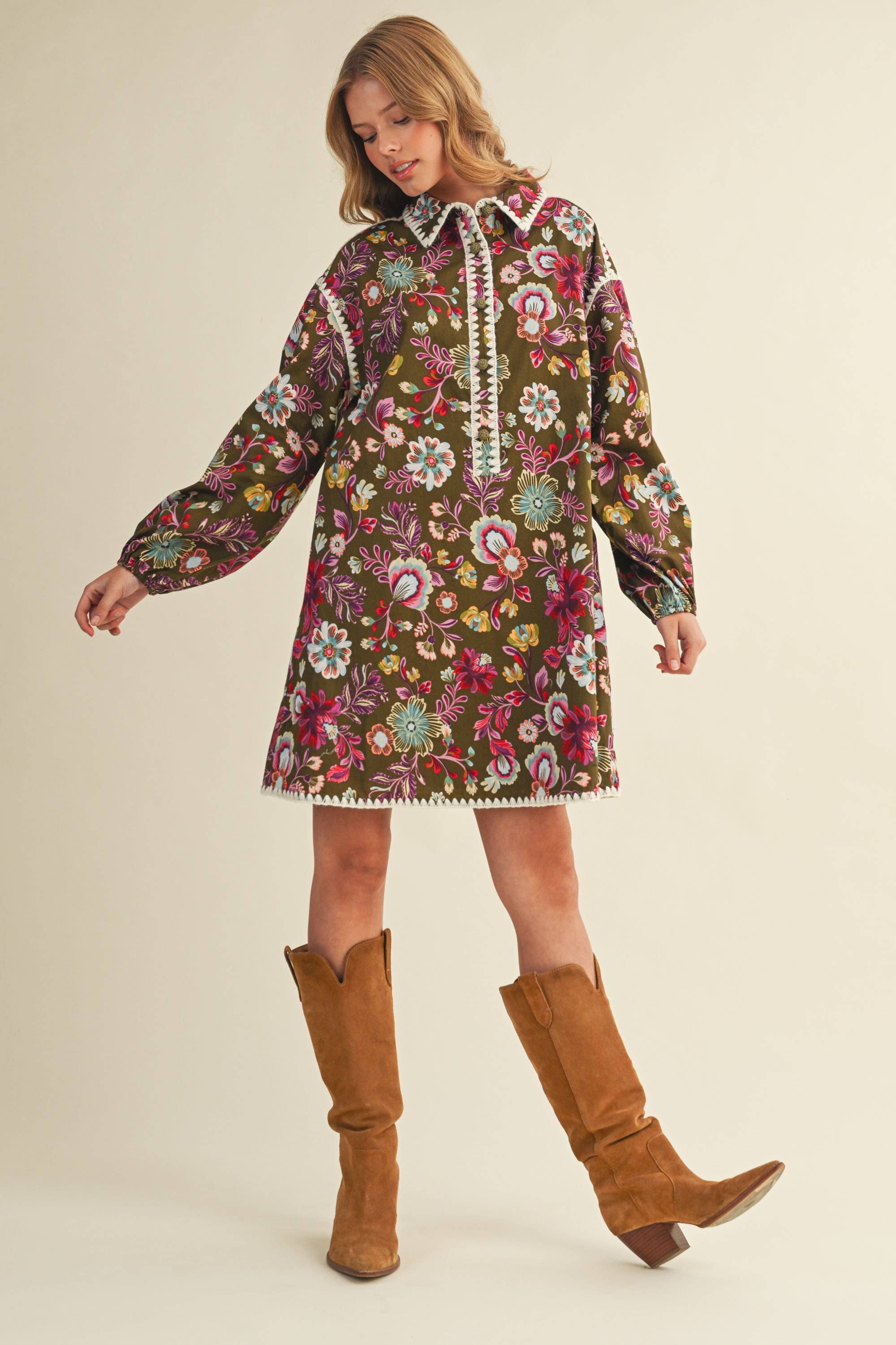 Exclusive Print Blanket Mini Dress