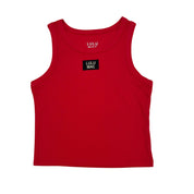 Red Tank Lulu Mac showing sleeveless